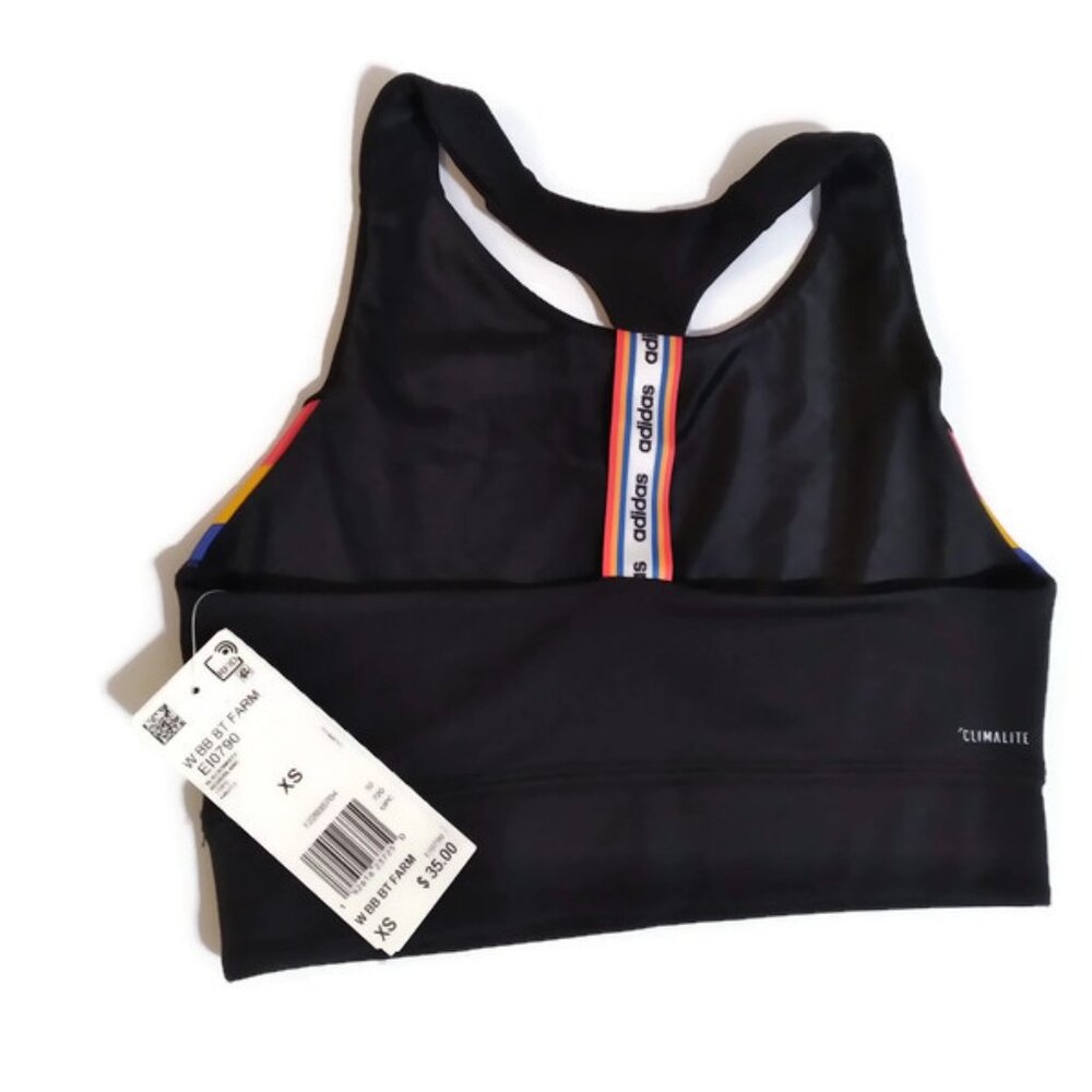 Adidas x Farm Rio Brilliant Basic Racerback Sports Bra Black White Clima… - Picture 3 of 4